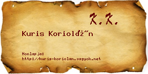 Kuris Koriolán névjegykártya